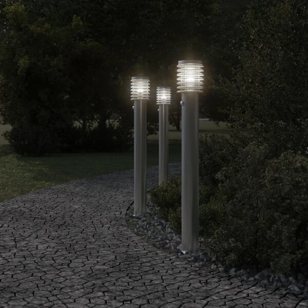 Venkovní stojací lampa s čidlem stříbrná 110 cm nerezová ocel