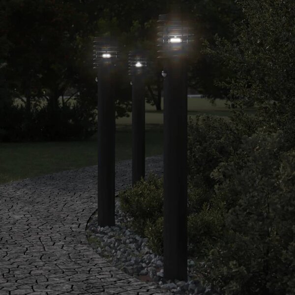 Venkovní stojací lampa s čidlem černá 110 cm nerezová ocel