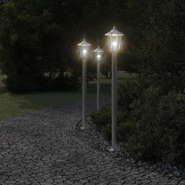 Venkovní stojací lampy 3 ks stříbrné 120 cm nerezová ocel