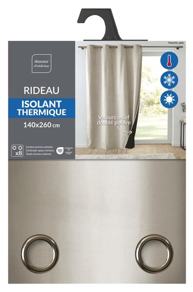 Béžový sametový termo závěs 140x260 cm Polarchic – douceur d'intérieur