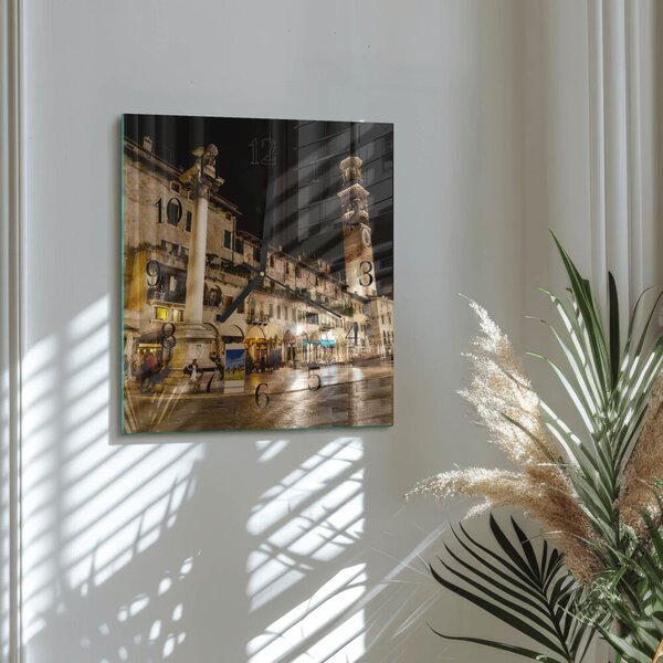 Skleněné hodiny na stěnu Noc ve městě zskc-30x30-00174947