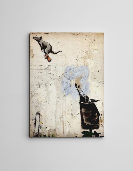 ASIR Obraz na plátně (70 x 100) Banksy Street Art – Krysa s šampaňským