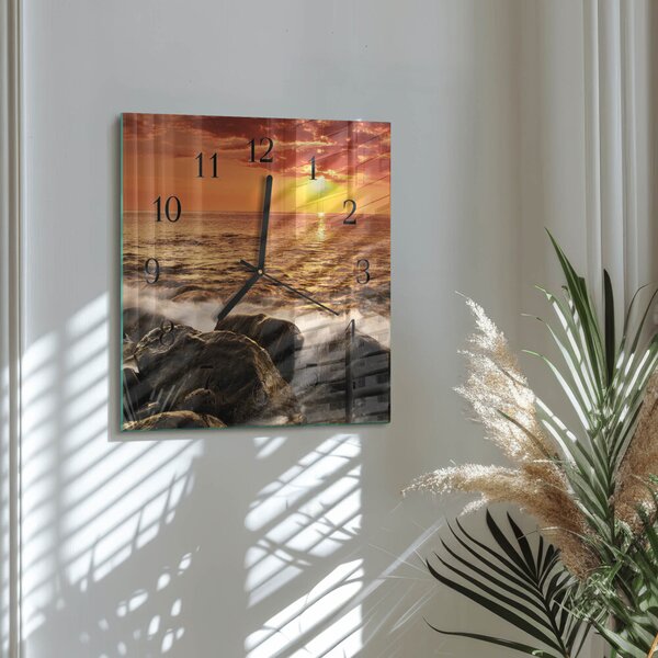 Skleněné hodiny na stěnu Západ slunce zskc-30x30-00174976