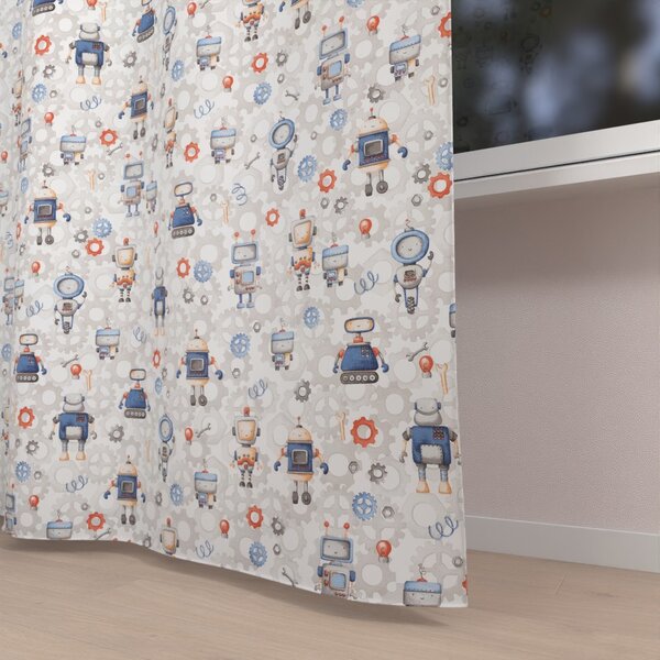 Biante Dětský bavlněný závěs Sandra SA-584 Svět robotů na šedo-bílém 150x140 cm