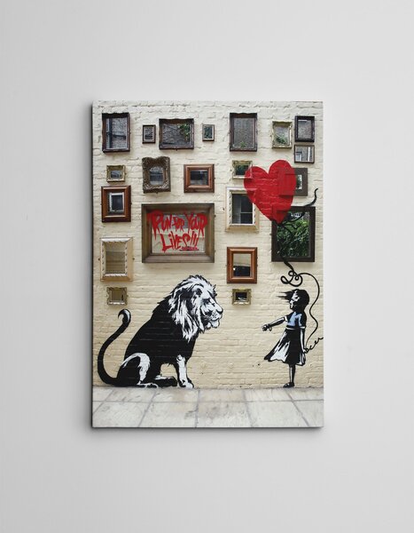 ASIR Obraz na plátně (50 x 70) Banksy Street Art – dívka a lev