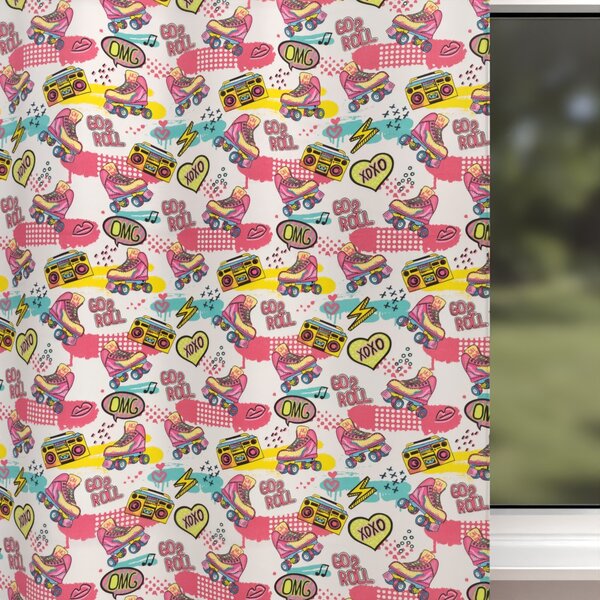 Biante Dětský bavlněný závěs Sandra SA-604 Růžový retro styl 150x140 cm