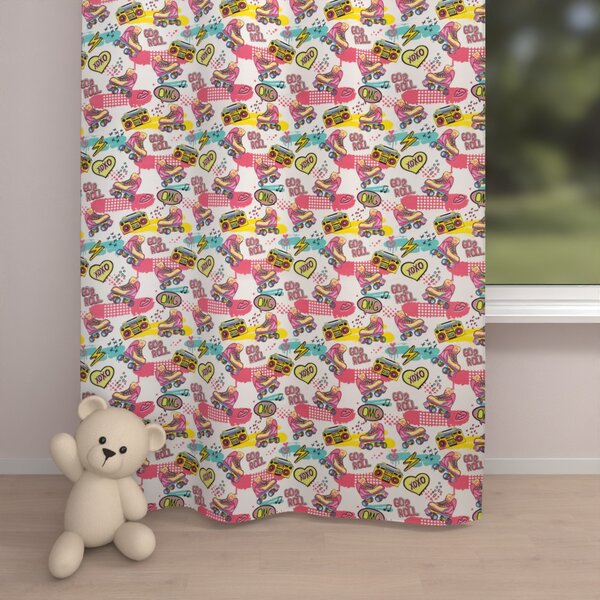 Biante Dětský bavlněný závěs Sandra SA-604 Růžový retro styl 150x140 cm