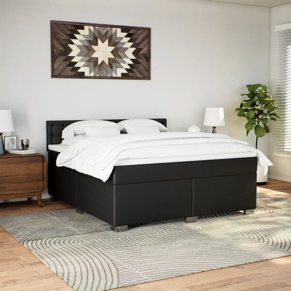 Box spring postel s matrací černá 180x200 cm umělá kůže 3286132