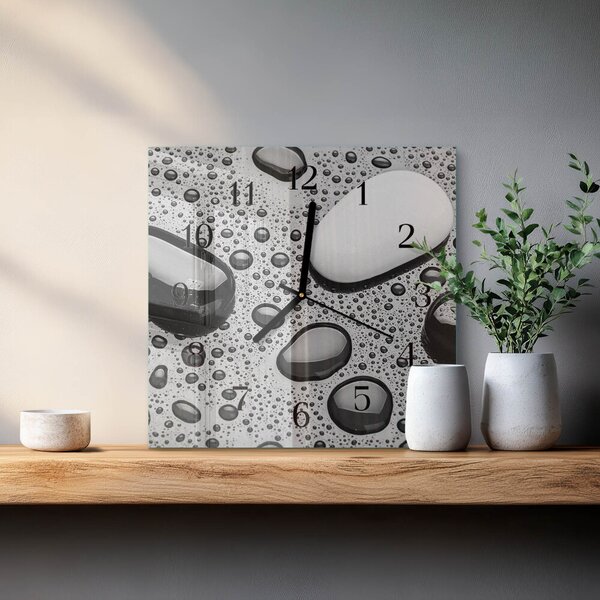 Skleněné hodiny na stěnu Kameny zskc-30x30-00175007