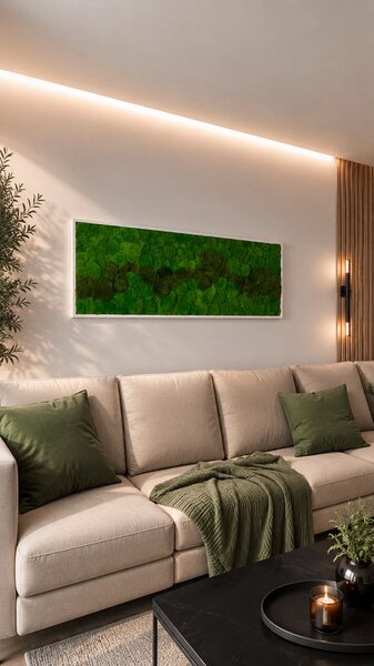 Mechový obraz - Kopečkový mech Druh rámu: 90x30cm