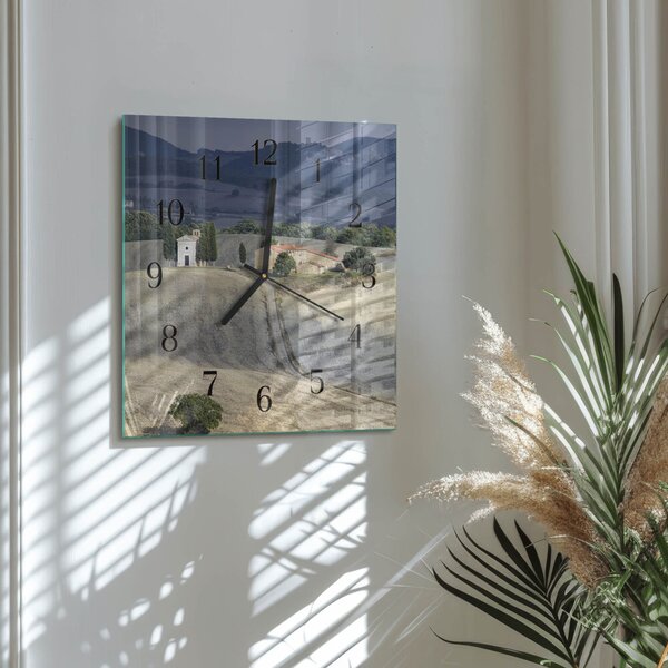 Skleněné hodiny na stěnu Krajina zskc-30x30-00175019