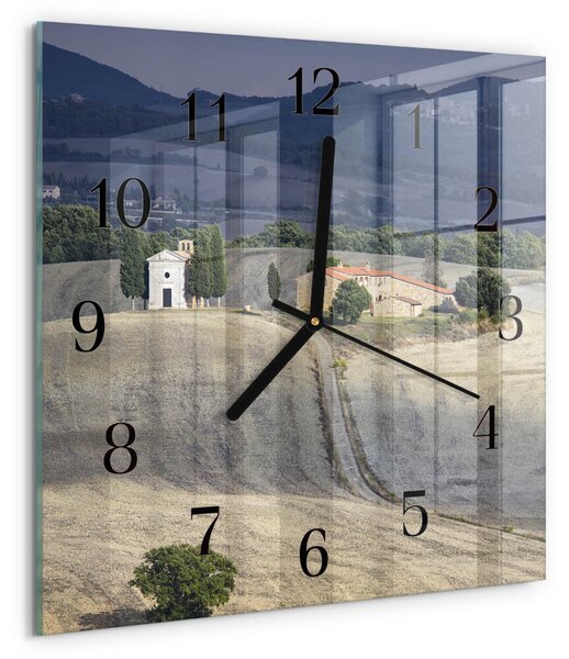 Skleněné hodiny na stěnu Krajina zskc-30x30-00175019
