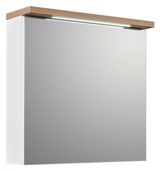 Stilla Zrcadlová skříňka s LED osvětlením E60, 60 × 60 × 20 cm, imitace dřeva, bílá