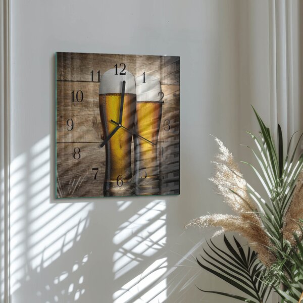 Skleněné hodiny na stěnu Pivo zskc-30x30-00175023
