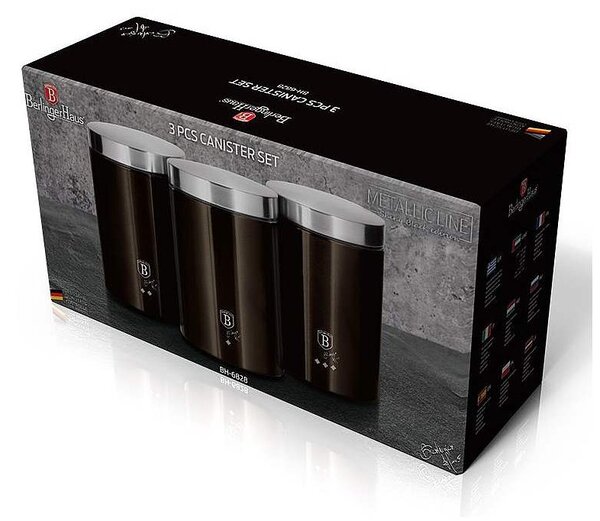 Dóza na potraviny sada 3 ks Shiny Black Collection