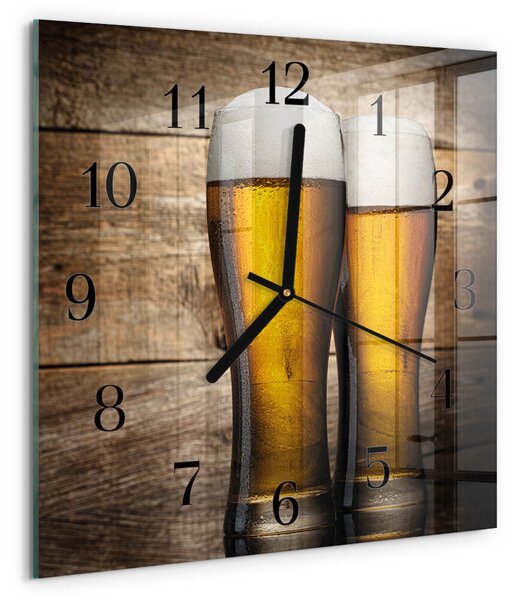 Skleněné hodiny na stěnu Pivo zskc-30x30-00175023