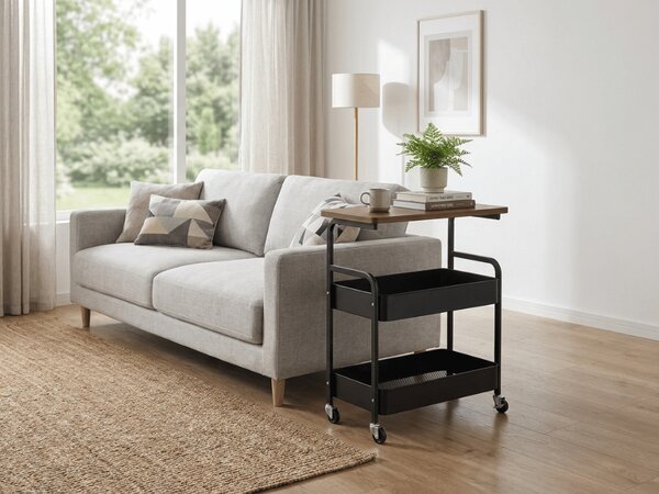 Odkládací stolek na kolečkách NEXORA 77x43 cm, černá