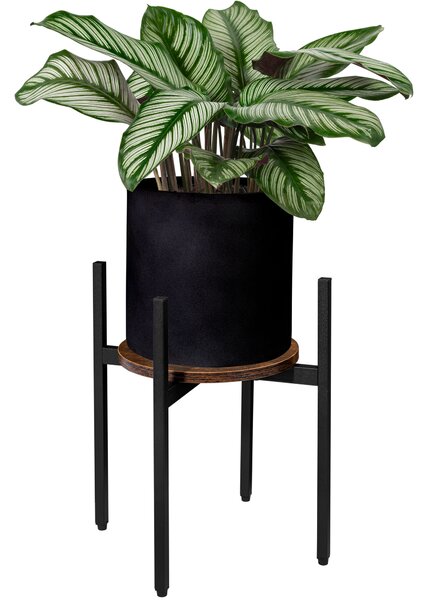 Kulatý stojan na květiny TAYLOR ⌀ 32 cm, rustikálně hnědá/černá