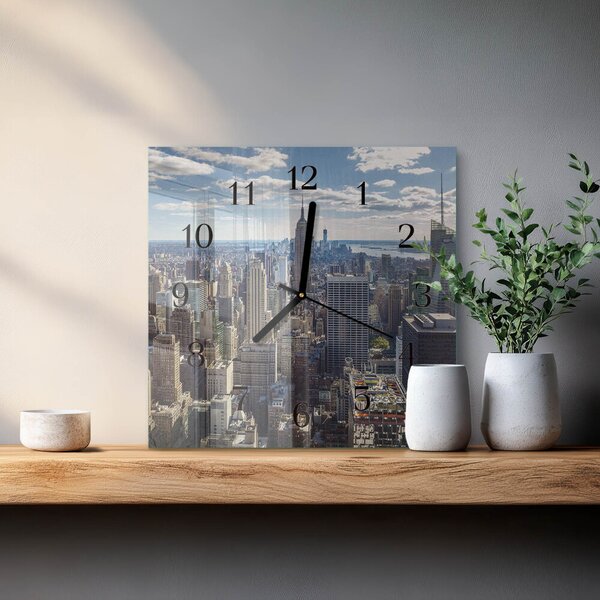 Skleněné hodiny na stěnu Město zskc-30x30-00175028