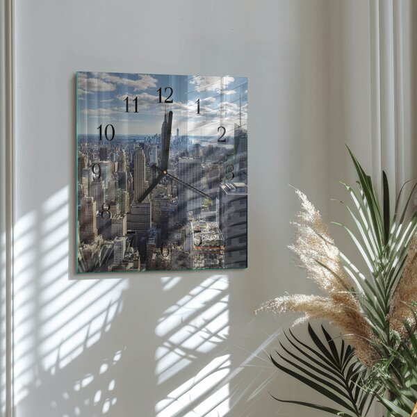 Skleněné hodiny na stěnu Město zskc-30x30-00175028