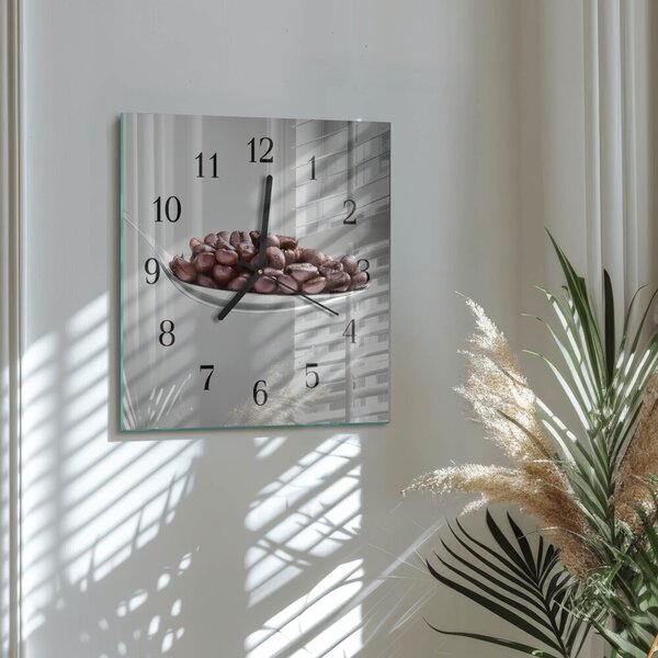 Skleněné hodiny na stěnu Lžička kávy zskc-30x30-00175037