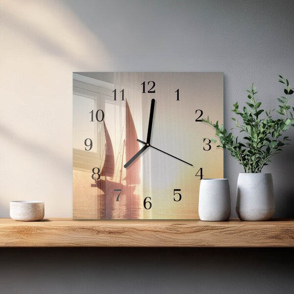 Skleněné hodiny na stěnu Plachetnice zskc-30x30-00175065