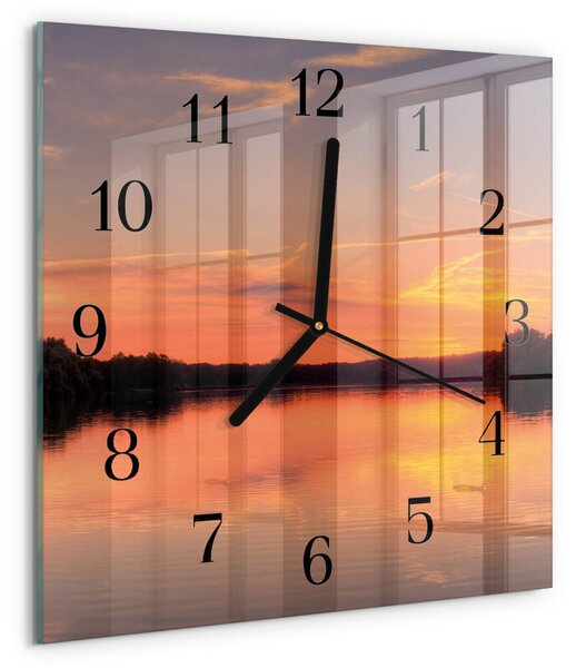 Skleněné hodiny na stěnu Západ slunce zskc-30x30-00175066