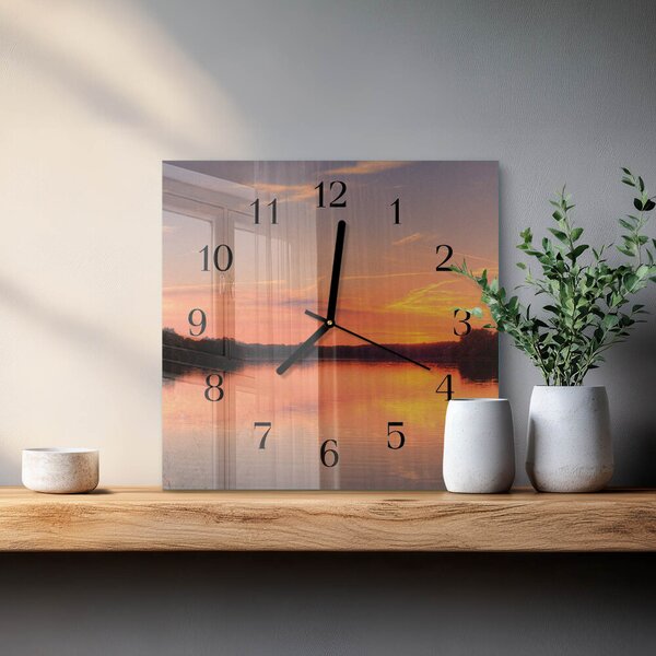 Skleněné hodiny na stěnu Západ slunce zskc-30x30-00175066