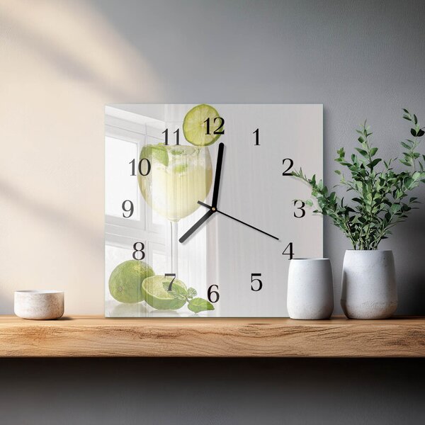 Skleněné hodiny na stěnu Uhličitan vápenatý zskc-30x30-00175067