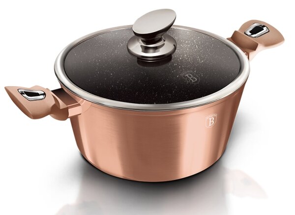 Kastrol s mramorovým povrchem a poklicí 28 cm Rosegold Metallic Line