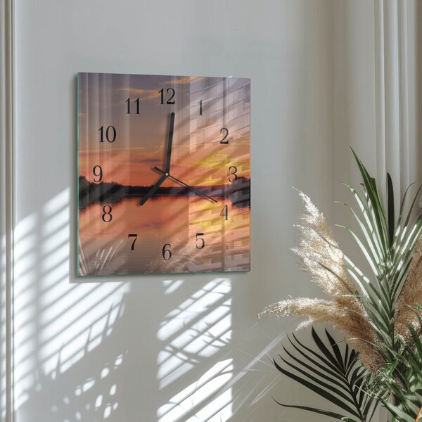 Skleněné hodiny na stěnu Západ slunce zskc-30x30-00175066