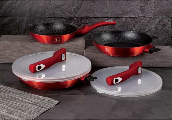 Pánev s odnímatelnou rukojetí + víko Burgundy Metallic Line 24 cm