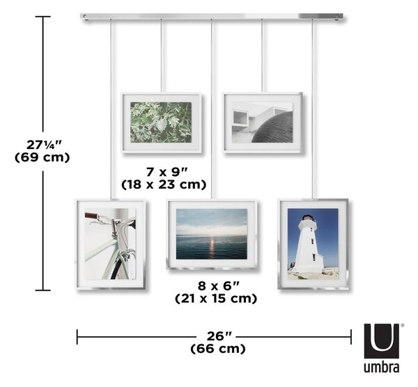 Kovové rámečky na zeď ve stříbrné barvě v sadě 5 ks 66x69 cm Exhibit – Umbra