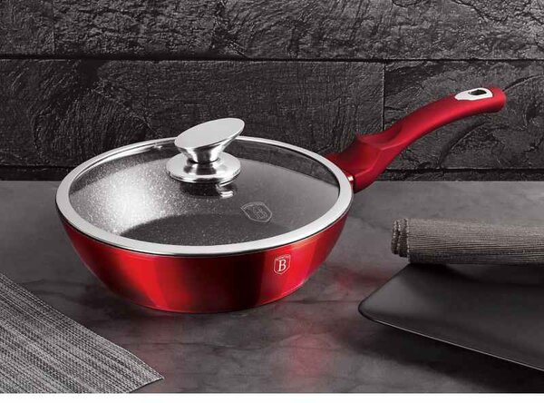 Pánev hluboká s mramorovým povrchem a poklicí 24 cm Burgundy Metallic Line