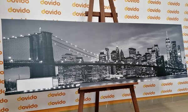 Obraz očarující most v Brooklynu v černobílém provedení