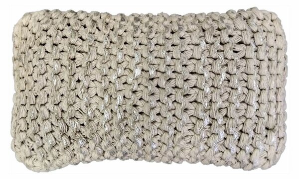 Béžovo-stříbrný polštář s velkými oky Kian Rope - 30*50 cm - Mars & More
