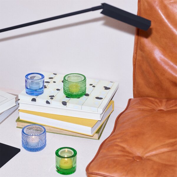 Iittala Svícen Kastehelmi, modrý aqua