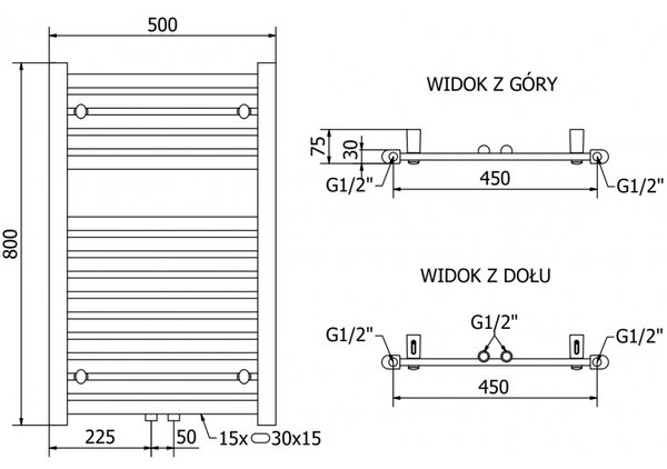 Mexen Hades, elektrické topné těleso 800 x 500 mm, 300 W, chromová, W104-0800-500-2300-01