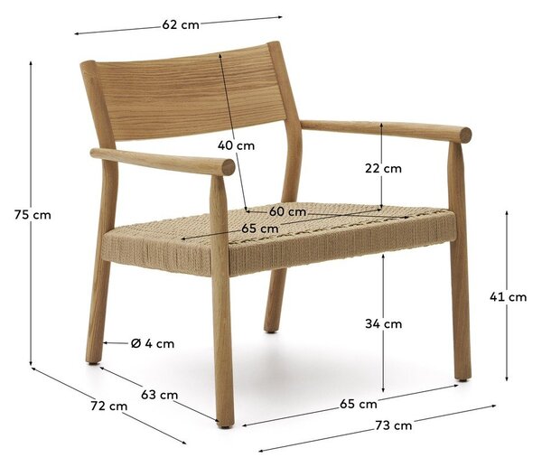 Křeslo ve světle přírodní barvě s výpletem Yalia – Kave Home