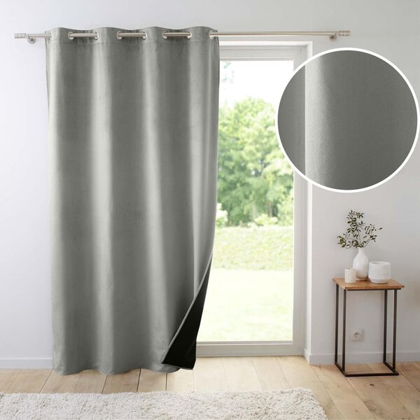 Šedý sametový termo závěs 140x260 cm Polarchic – douceur d'intérieur