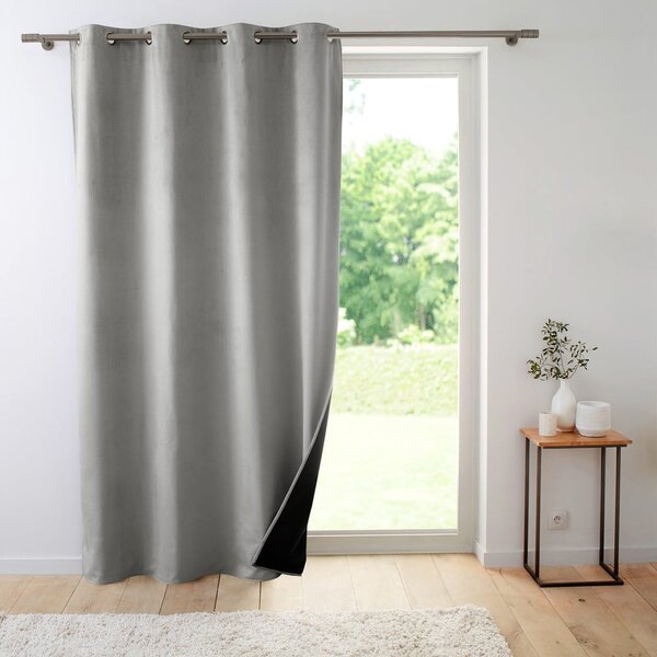 Šedý sametový termo závěs 140x260 cm Polarchic – douceur d'intérieur