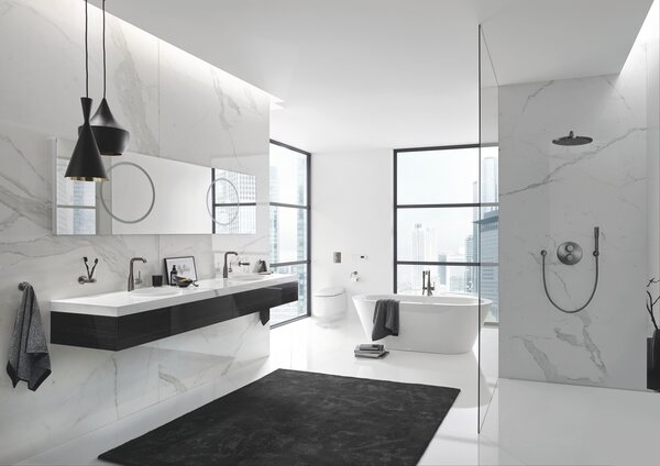 GROHE Essence Professional - Páková vanová baterie volně stojící, kartáčovaný Hard Graphite 25248AL1