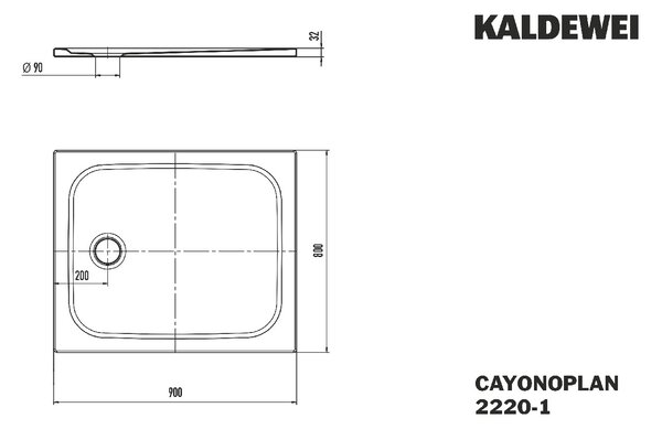 Kaldewei Cayonoplan - Sprchová vanička 900x800 mm, alpská bílá 375000010001