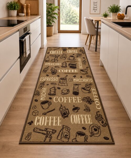 Protiskluzový koberec / běhoun Coffee 04 hnědý / béžový