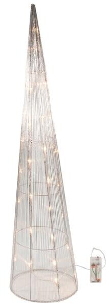 Hit Dekorace vánoční kužel 30 LED 80 cm stříbrná čas. 2xA
