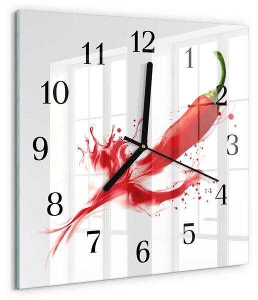 Skleněné hodiny na stěnu Chilli paprička zskc-30x30-00175219