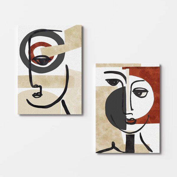 ASIR Set obrazů na plátně 2 ks ( 50 x 70 cm) Abstraktní obličeje