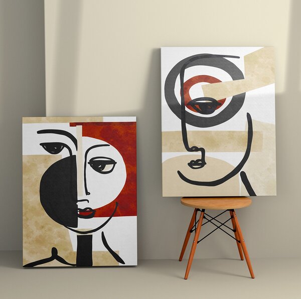 ASIR Set obrazů na plátně 2 ks ( 50 x 70 cm) Abstraktní obličeje