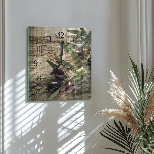 Skleněné hodiny na stěnu Olivy zskc-30x30-00175239