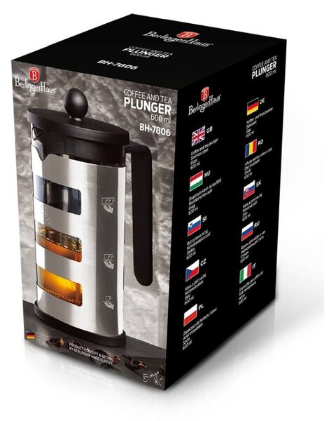 Konvice na čaj a kávu french press 600 ml Black Silver Collection